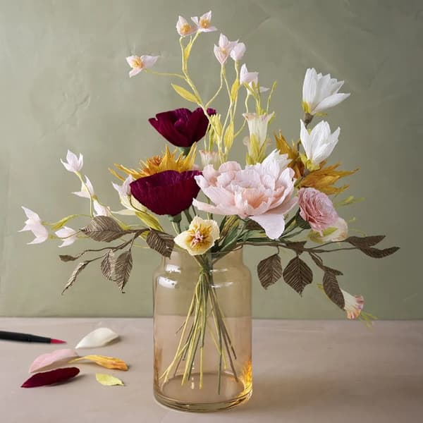 Pysselkit Kräppapper - En Bukett Blommor