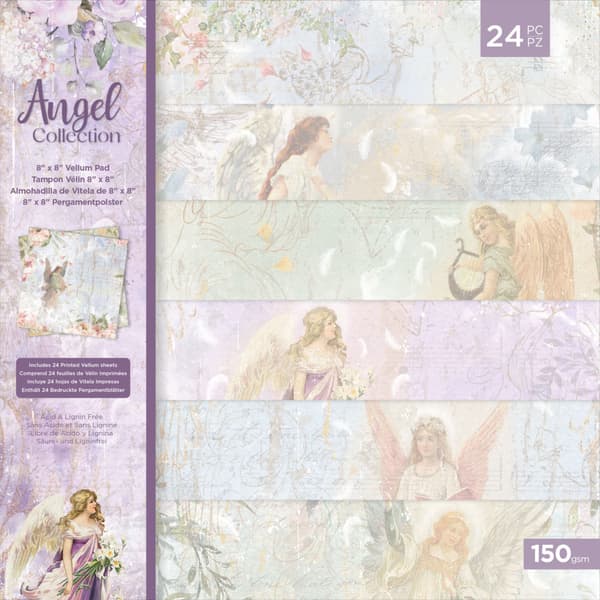 Paper Pad Vellum 8x8 - Crafters Companion - Angel - 24 ark