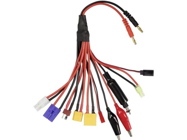 VOLTCRAFT Opladningskabel [1x EC5-stik, Tamiya-stik, XT90-stik, XT60-stik, Mini Tamiya-Stecker, T-stik, Krokodilleklemme, JR-stik, JST-stik , Gløderø