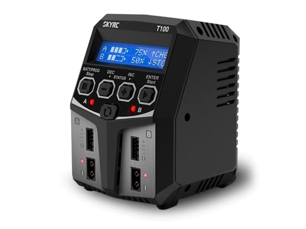 SKYRC T100 Mallirakennuksen laturi 5.0 A Lyijy, LiFePO , LiHV, Li-Ion, LiPo, NiCd, NiMH Ajastettu sammutus, graafinen näyttö