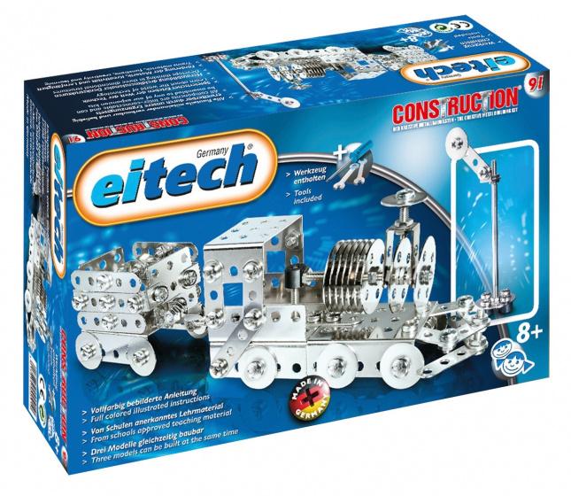 konstruktion set tåg med vagn stål silver 91-delat