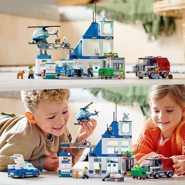 LEGO 60316 City Polisstation, Leksaksbil, Sopbil och Helikopter Barn +6 år, Set Adventures