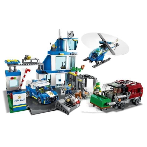 LEGO 60316 City Polisstation, Leksaksbil, Sopbil och Helikopter Barn +6 år, Set Adventures