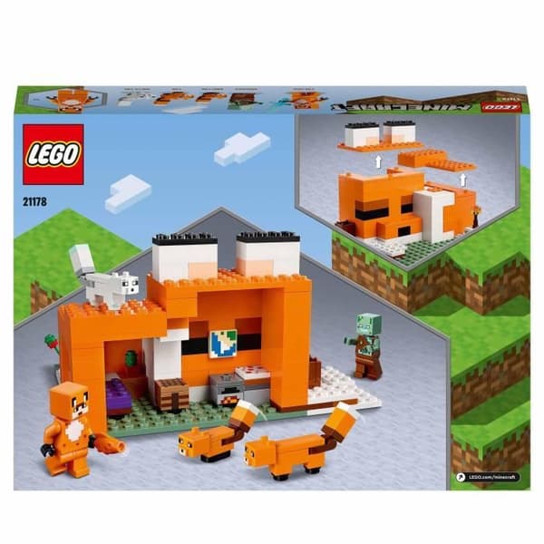 LEGO 21178 Minecraft The Fox's Refuge, Bygga leksakshus, Barn från 8 år, Set med zombieminifigurer, Djur