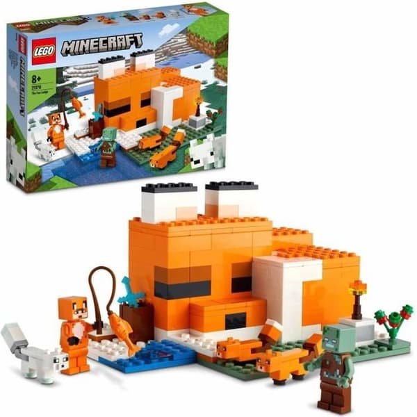 LEGO 21178 Minecraft The Fox's Refuge, Bygga leksakshus, Barn från 8 år, Set med zombieminifigurer, Djur