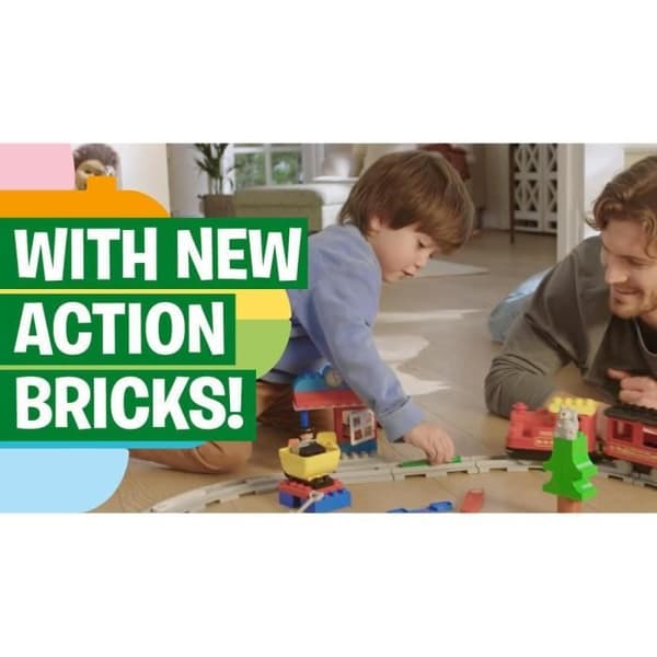 LEGO® 10874 DUPLO Town Ångtåget, batteridriven leksak, med ljud, ljus och fjärrkontroll, tågset för barn 2-5 år