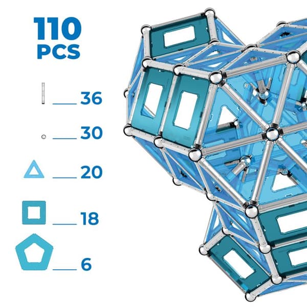 24 Geomag Pro-L Paneler 110 st - Magnetiska och kreativa byggsatser för komplexa modeller och strukturer - Unisex