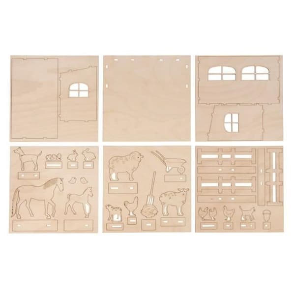 3D Decor Kit FSC Wooden Farm - RAHYER - Trägård att montera - 45 delar - Barn - Blandat