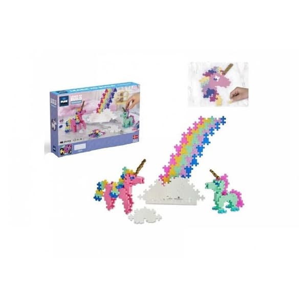 Discovery kit 275 bitar Mini enhörningstema + 1 byggbas + häfte - Plus Plus