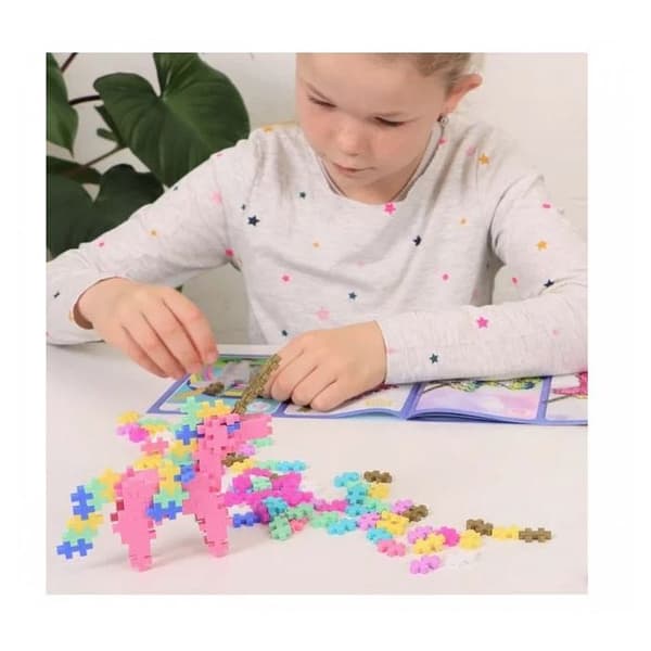 Discovery kit 275 bitar Mini enhörningstema + 1 byggbas + häfte - Plus Plus