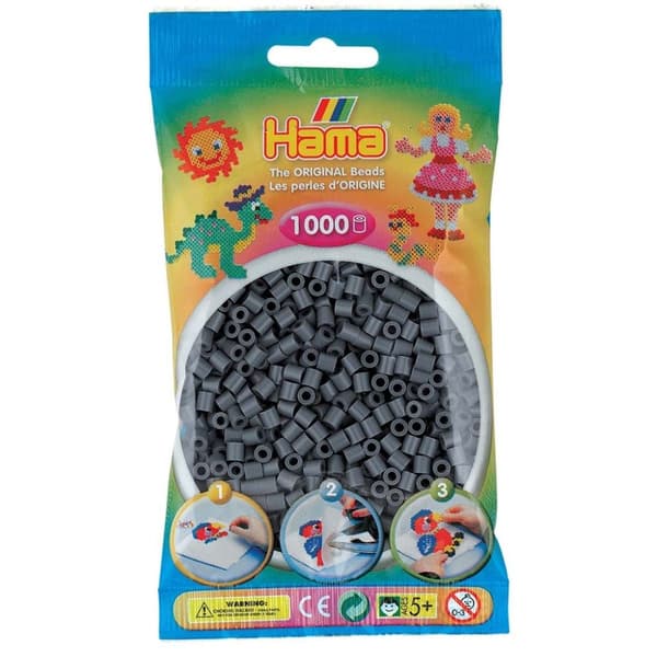 Hama Pärlor Midi 1000 st, Mörkgrå