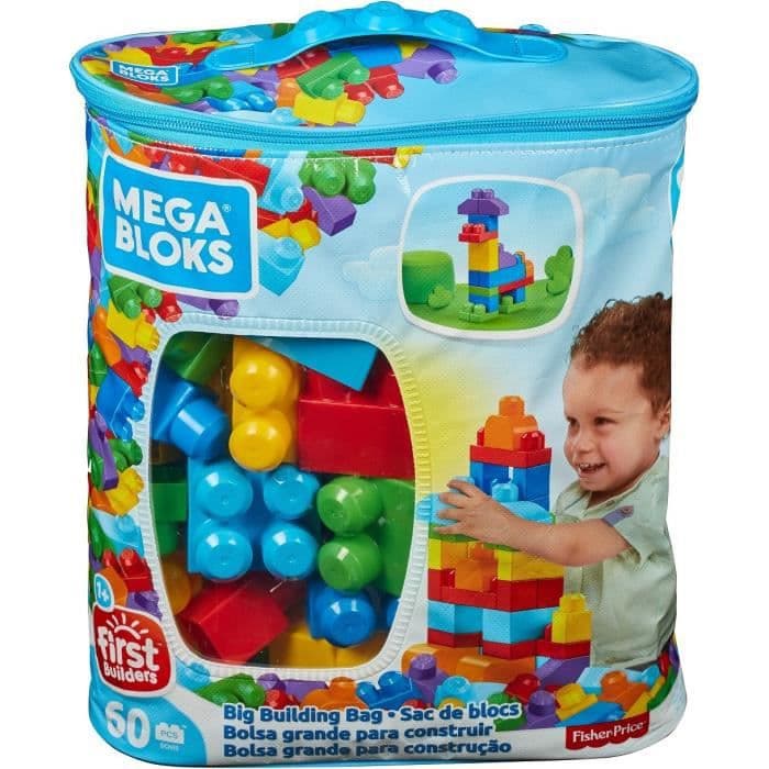 Mega Bloks - Blue Bag 60 Blocks - First Builders - Byggleksak - Byggstenar - 1:a ålder - 12 månader och +