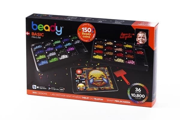 Beady Basic 10 800 perler, 4 plater, 1 perleskraper