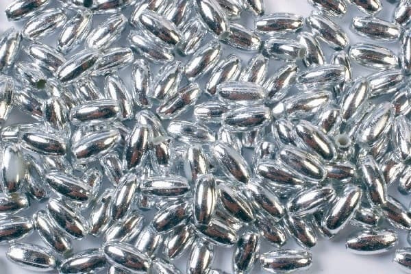 Risformade plastpärlor 3x6 500g, Silver