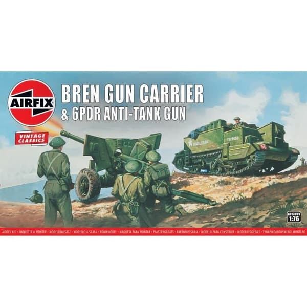 Airfix Vintage Classics Model Kit - Bren Gun Carrier & 6pdr Anti-Tank Gun 1:76