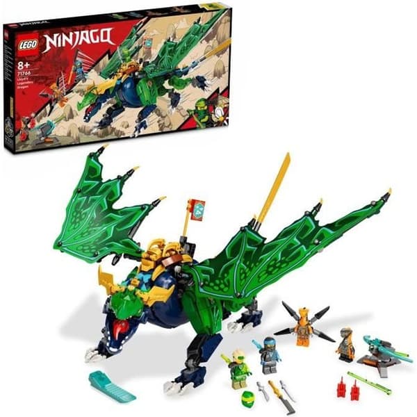 LEGO 71766 NINJAGO Lloyds legendariska drake, Ninja Lloyd minifigurer, Nya med svärd, drakleksak, för barn 8 år