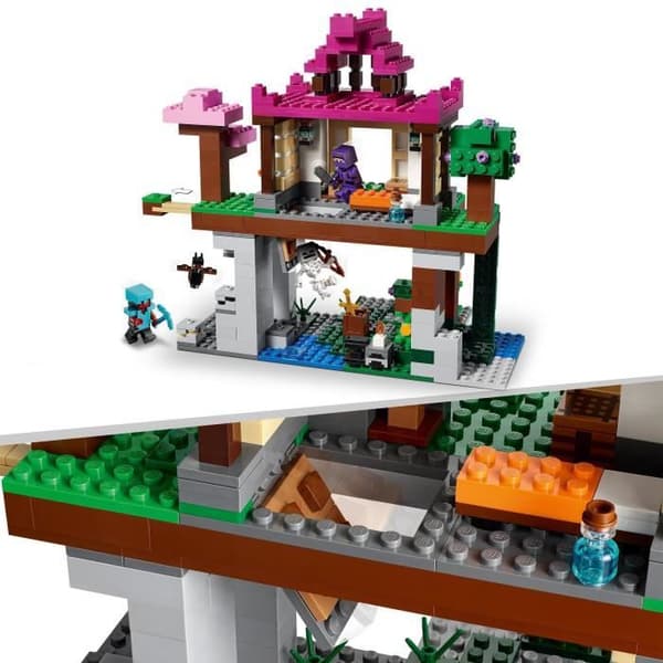 LEGO 21183 Minecraft träningsläger, leksak med ninja-minifigurer, skelett, med hus, present för pojkar och flickor från 8 år och uppåt