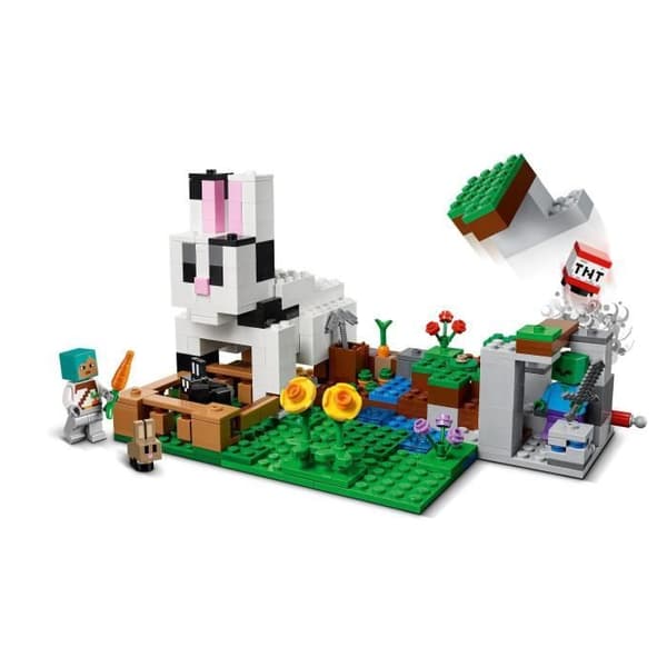 LEGO 21181 Minecraft The Rabbit Ranch, leksak, med husdjur, zombie, TNT minifigurer, pojkar och flickor från 8 år och uppåt