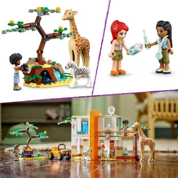 LEGO 41717 Friends Mias vilda räddningscenter, veterinärleksak, med minifigurer av safaridjur, barn 7 år gamla