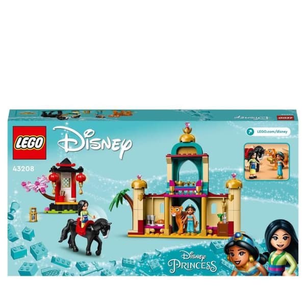 LEGO 43208 Disney Princess The Adventures of Jasmine and Mulan, Leksak med flygande matta, tigerminifigur och häst, barn 5 år