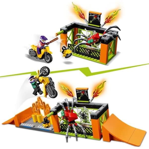 LEGO® 60293 City Stuntz Stuntträningsområde, ramper, spindelbur och dragcykel