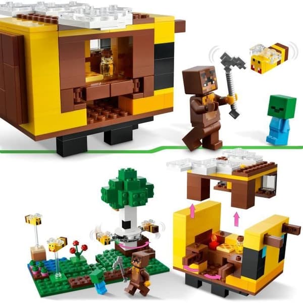 LEGO Minecraft 21241 bihydda, leksaksfarm med hus-, zombie- och djurfigurer