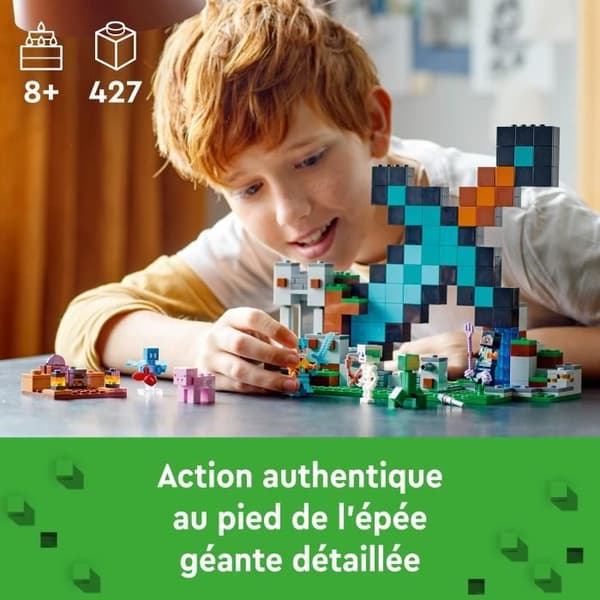LEGO Minecraft 21244 Sword Outpost Creeper, skelett, leksak och minifigurer för barn
