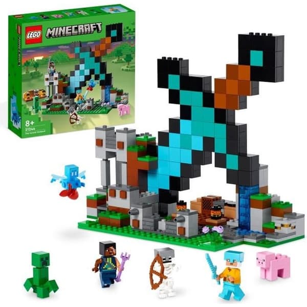 LEGO Minecraft 21244 Sword Outpost Creeper, skelett, leksak och minifigurer för barn