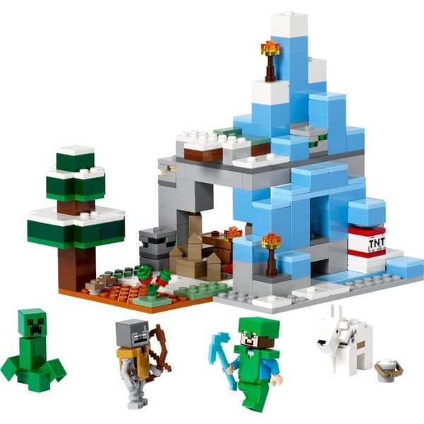 LEGO Minecraft 21243 The Frozen Peaks, leksak för barn i åldrarna 8, med Steve och Creeper minifigurer