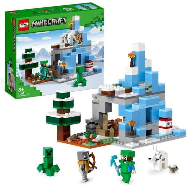 LEGO Minecraft 21243 The Frozen Peaks, leksak för barn i åldrarna 8, med Steve och Creeper minifigurer