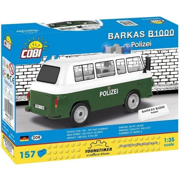 Modell - Cobi - Barkas B1000 Polisbil - 157 delar - Grön - Att montera själv