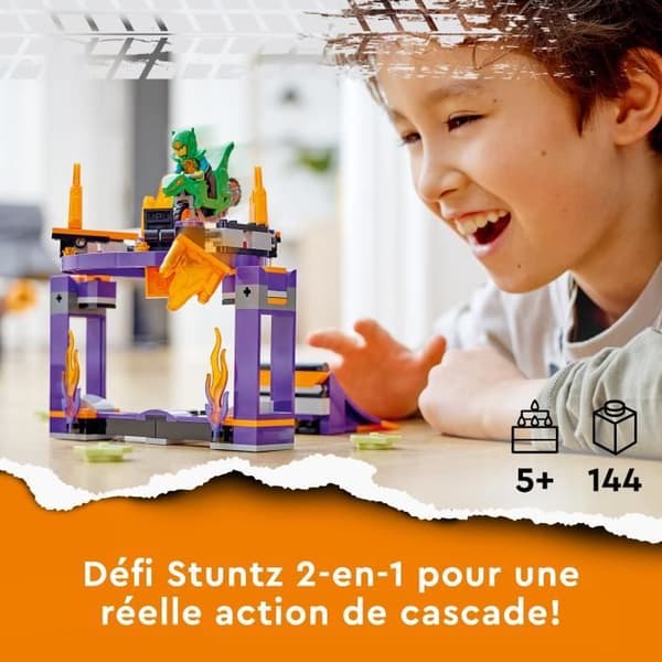 LEGO® City Stuntz 60359 Stuntutmaning: Springbräda, 2-i-1 leksak med dinosauriemotorcykel