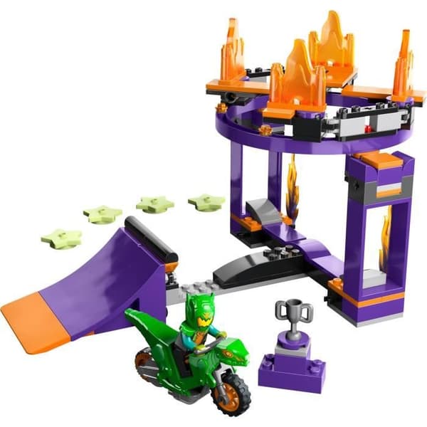 LEGO® City Stuntz 60359 Stuntutmaning: Springbräda, 2-i-1 leksak med dinosauriemotorcykel