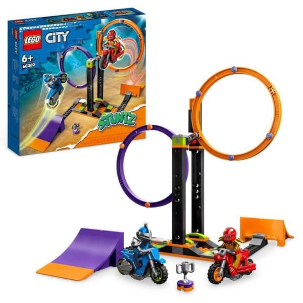 LEGO® City Stuntz 60360 Stuntutmaning: Spinnande cirklar, motorcykelleksak för 1 eller 2 spelare