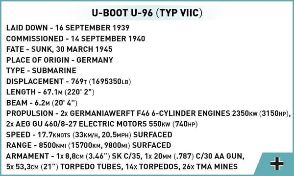 Cobi U-støvle U-96 Type VIIC