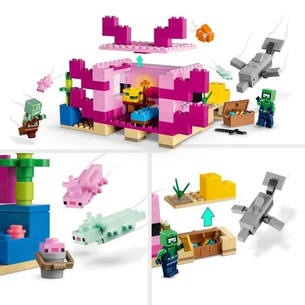 LEGO® Minecraft 21247 Axolotlhuset, leksaker för barn med zombie, delfiner och fiskar