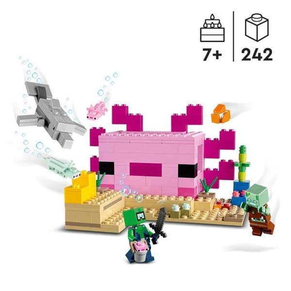 LEGO® Minecraft 21247 Axolotlhuset, leksaker för barn med zombie, delfiner och fiskar