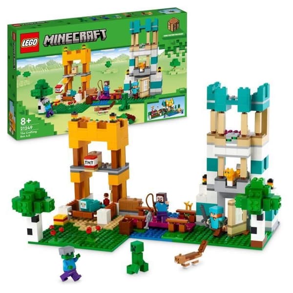 LEGO® Minecraft 21249 Bygglådan 4.0, 2-i-1-leksaker med Steve, Creeper och Zombie-minifigurer