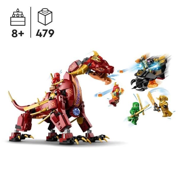 LEGO® NINJAGO 71793 Värmeböljans transformerande lavadrake, drakleksak med minifigurer