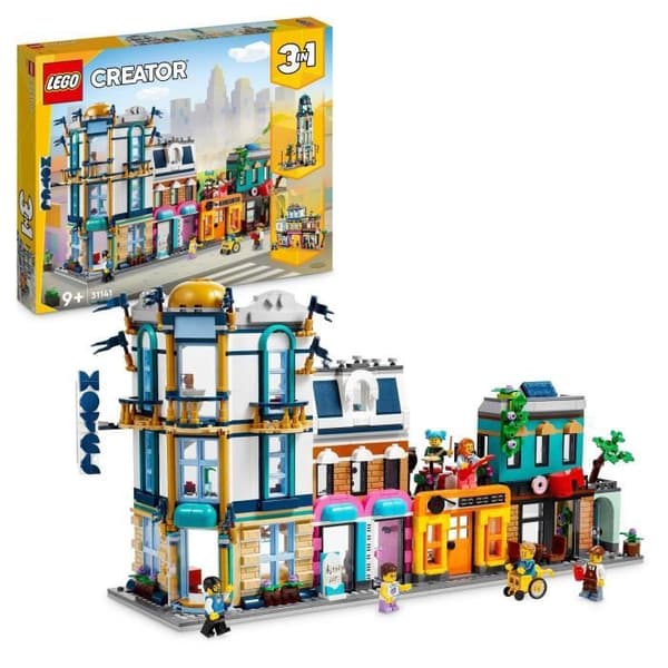 LEGO® Creator 31141 The High Street, Byggleksak med skyskrapa och Market Street, presentidé