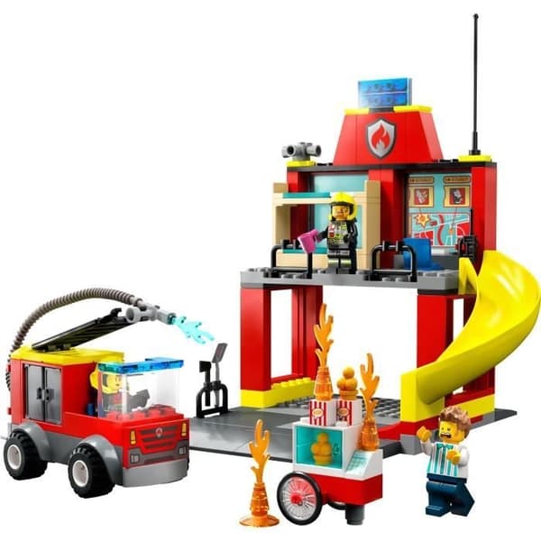LEGO CITY 60375 Brandstationen och brandbilen, en nödfordonsleksak, utbildningsspel, 4 år gammal