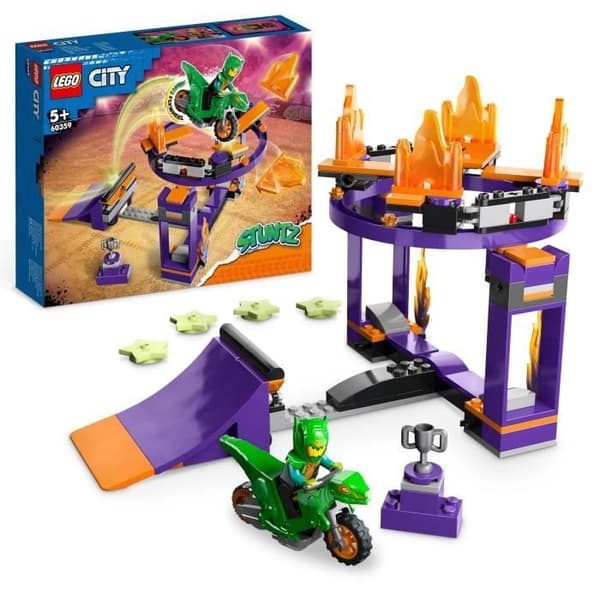 LEGO CITY STUNTZ 60359 Cascade Challenge: Springboarden, 2-i-1 legetøj med dinosaur-motorcykel