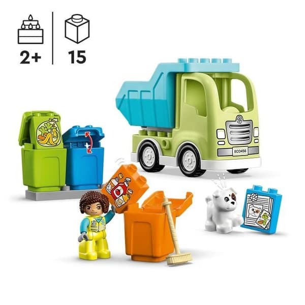 LEGO DUPLO 10987 Återvinningsbilen, pedagogiska leksaker och färgade sortering, barn 2 år