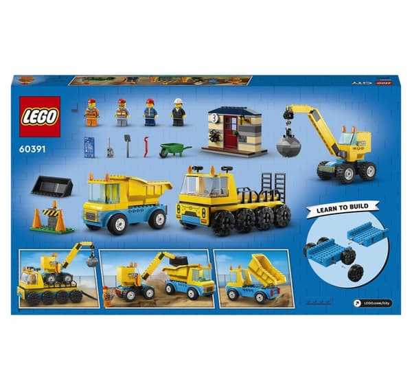 LEGO City Construction-lastbilar och en kran med en vrakkula