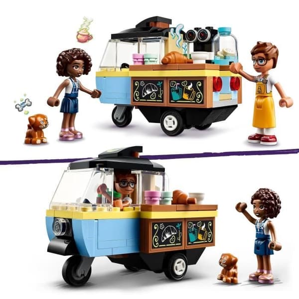 LEGO 42606 Friends mobil konditorivagn, pedagogisk leksak med Aliya, Jules och Aira hundminifigurer