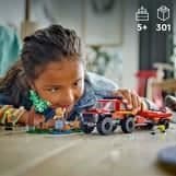 LEGO 60412 City 4x4 brandbil och livbåt, leksak med båt, släp och minifigurer