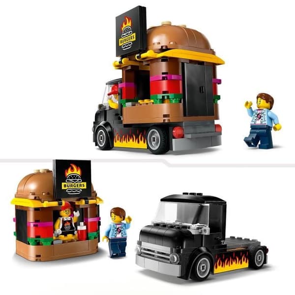 LEGO 60404 City Burgers Food Truck, Van Toy, fantasifull lek med skåpbil och minifigurer