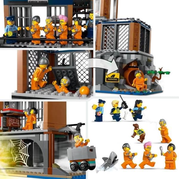 LEGO 60419 City Deep Sea Police Prison, Leksak med helikopter och båt, 7 minifigurer och hundfigur