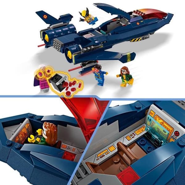 LEGO 76281 Marvel X-Men's X-Jet, Plane Toy, Fighter med superhjälteminifigurer: Wolverine