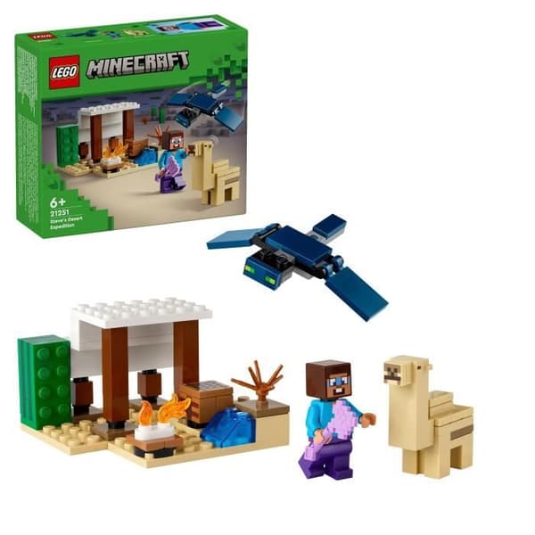 LEGO 21251 Minecraft Steves ökenexpedition, videospelleksak, biom med hus och minifigurer